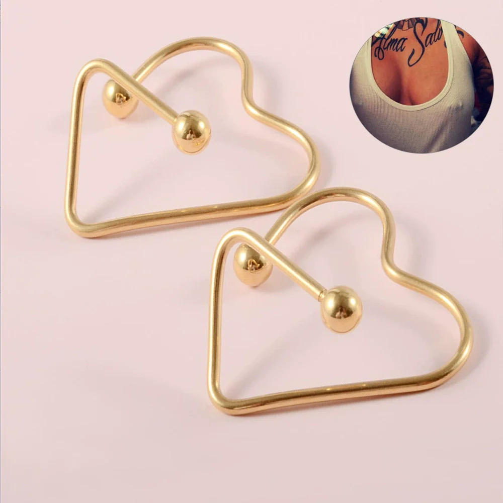 Stainless Steel Body Piercing Jewelry With Pointed Cone Breast Ring Heart Shaped Wings Bee Kitten Flower Ball Design And Electroplating Process - Image 13