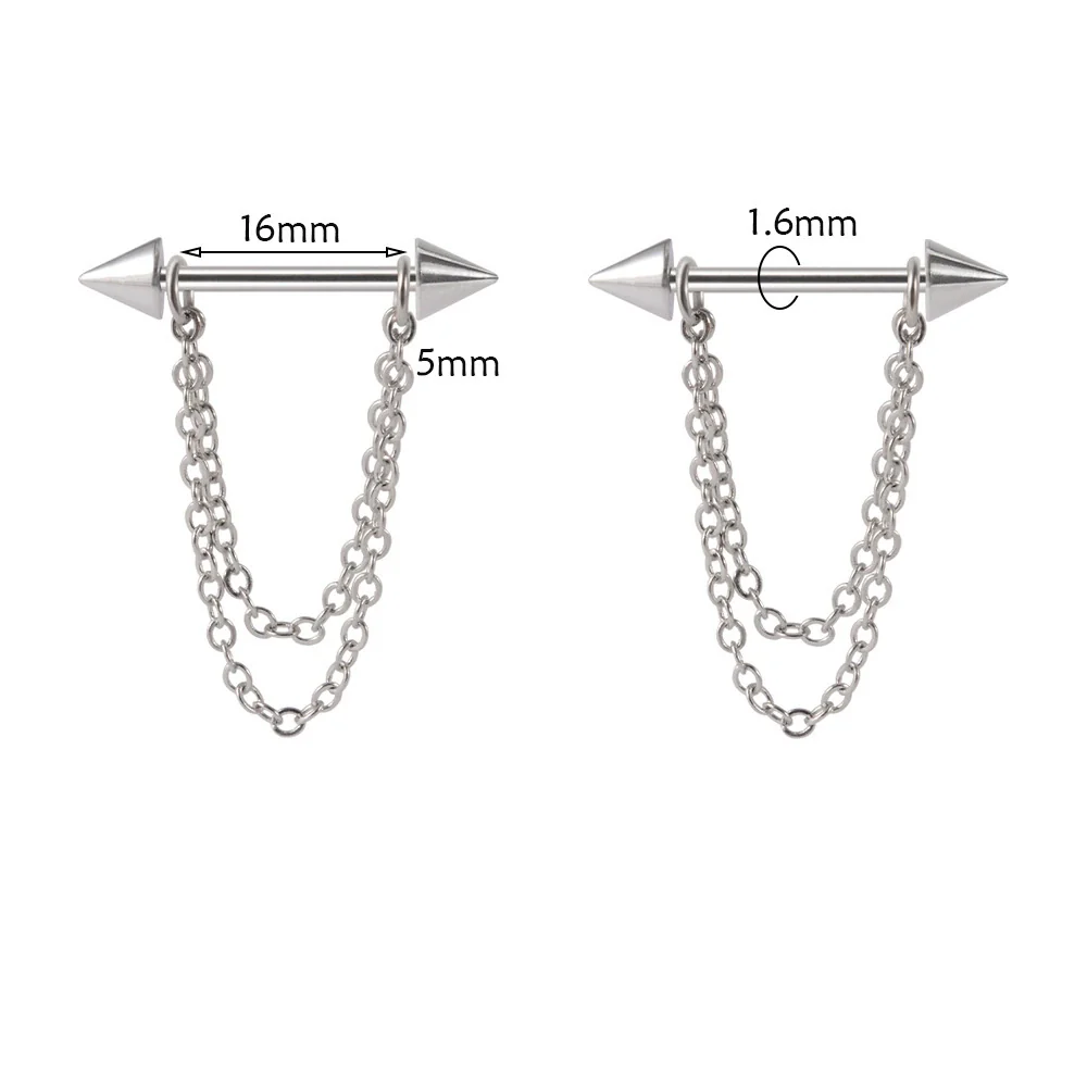 Stainless Steel Body Piercing Jewelry With Pointed Cone Breast Ring Heart Shaped Wings Bee Kitten Flower Ball Design And Electroplating Process - Image 5