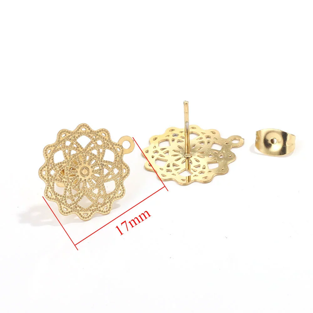Stainless Steel Bohemian Geometric Cut Out Pattern Electroplated Diy Handmade Ear Hook Hanging Vacuum Earrings Jewelry Accessories - Image 9