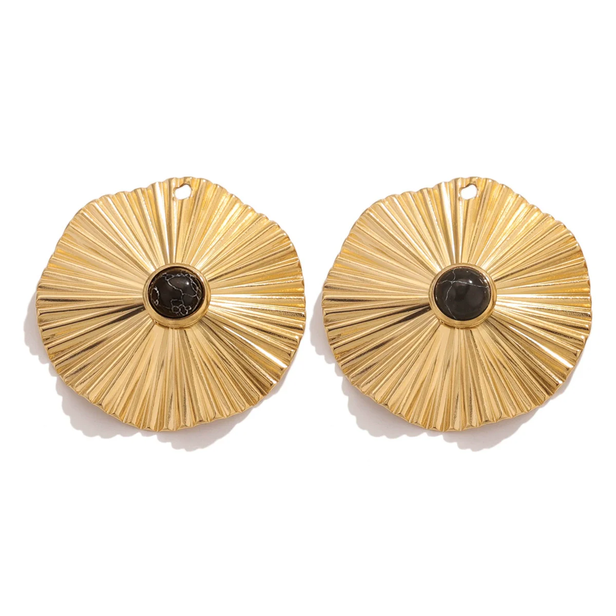 Stainless Steel Bohemian Natural Stone Pendant Earrings Necklace Pendant With Hirback Pattern And Electroplating Treatment - Image 13