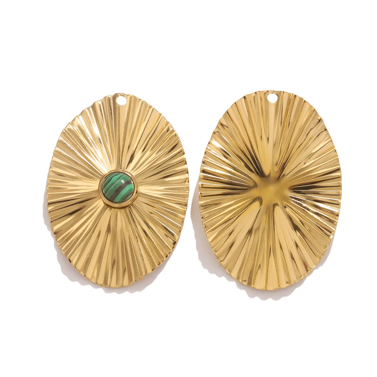 Stainless Steel Bohemian Natural Stone Pendant Earrings Necklace Pendant With Hirback Pattern And Electroplating Treatment - Image 21