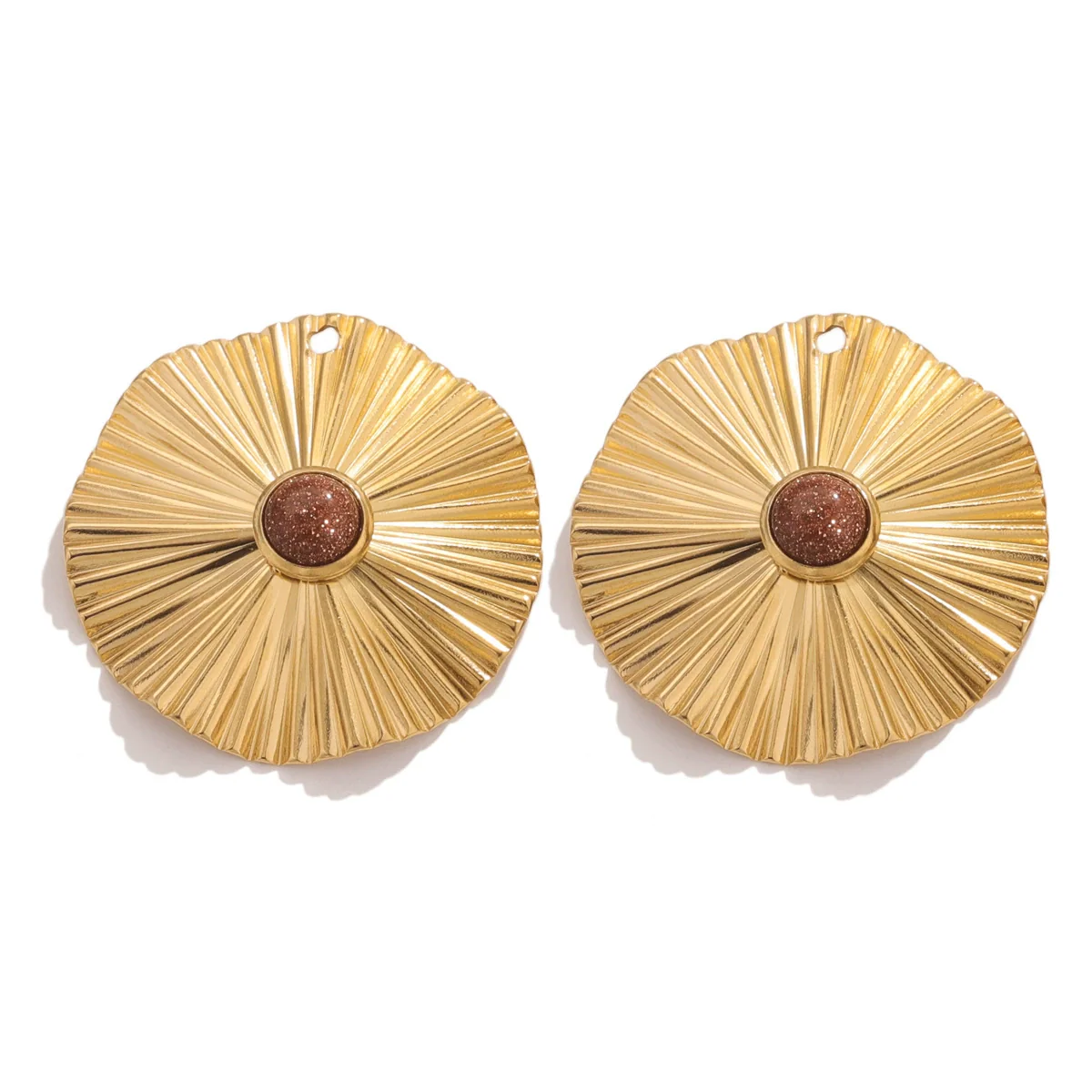 Stainless Steel Bohemian Natural Stone Pendant Earrings Necklace Pendant With Hirback Pattern And Electroplating Treatment - Image 9