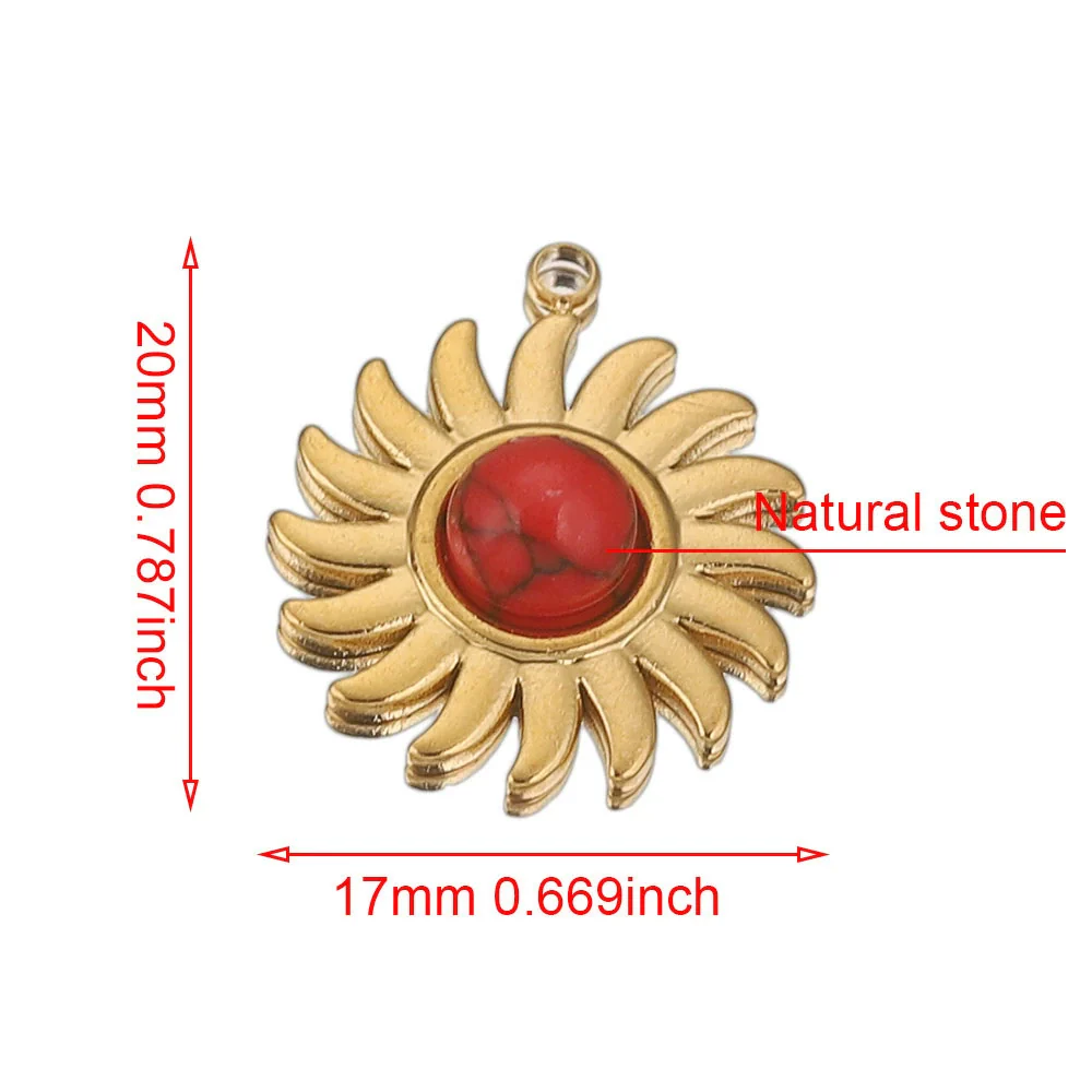 Stainless Steel Bohemian Natural Stone Pendant Jewelry Accessories For Diy Earrings And Necklace Making With Electroplating - Image 5