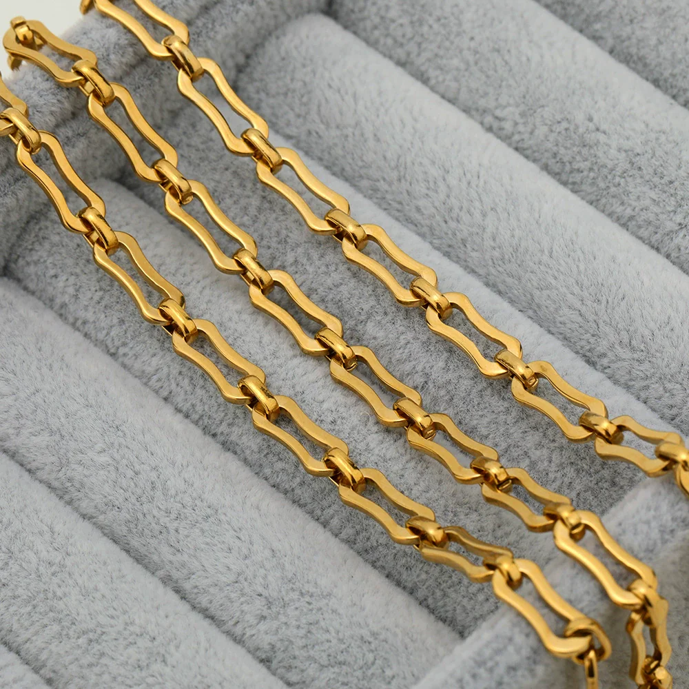 Stainless Steel Bone Pattern Diy Punk Chain Necklace And Bracelet Jewelry Accessories With Electroplating - Image 2