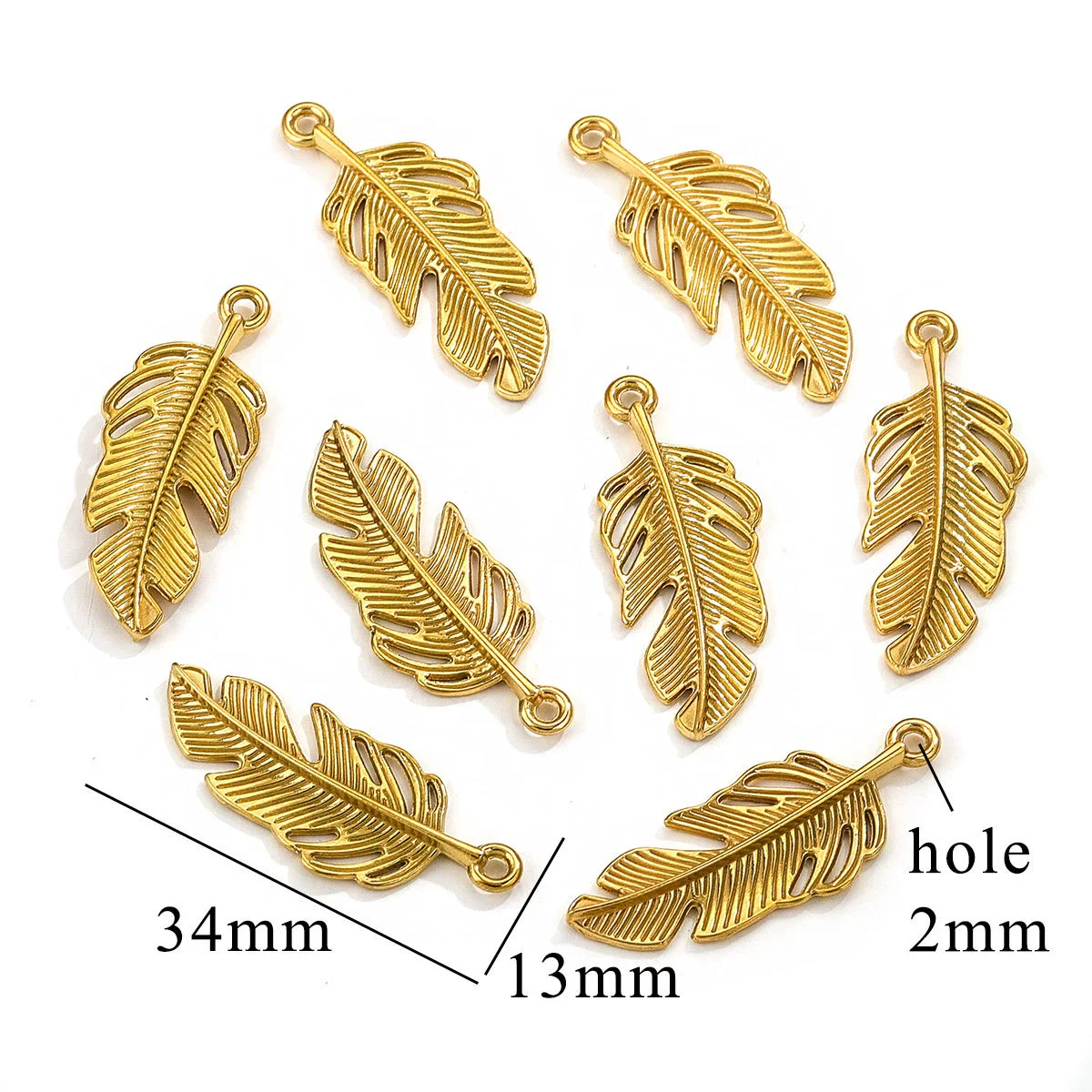 Stainless Steel Bow Leaves Pendant Accessories For Necklace And Bracelet Making Electroplated Waterproof - Image 6