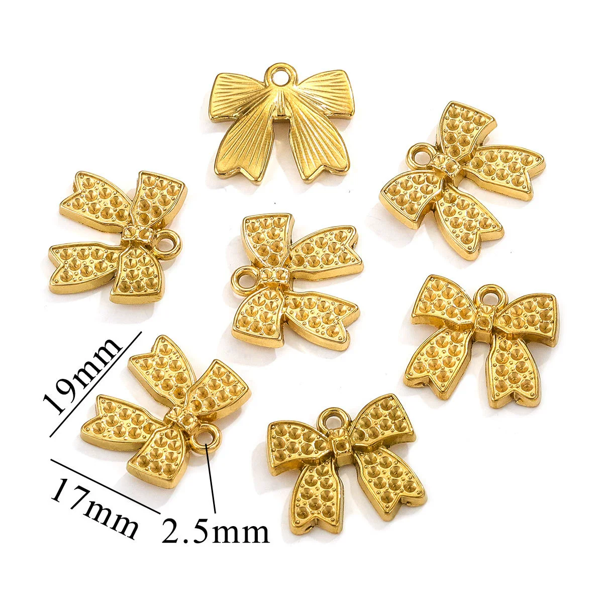 Stainless Steel Bow Leaves Pendant Accessories For Necklace And Bracelet Making Electroplated Waterproof - Image 8