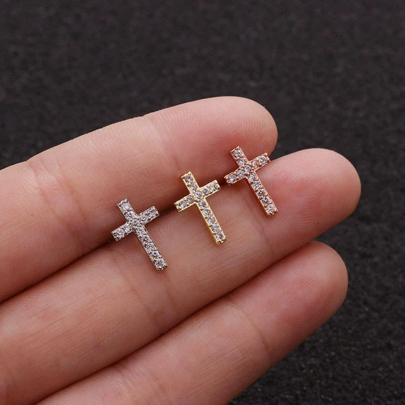 Stainless Steel Bow Pendant Zircon Earrings - Image 4