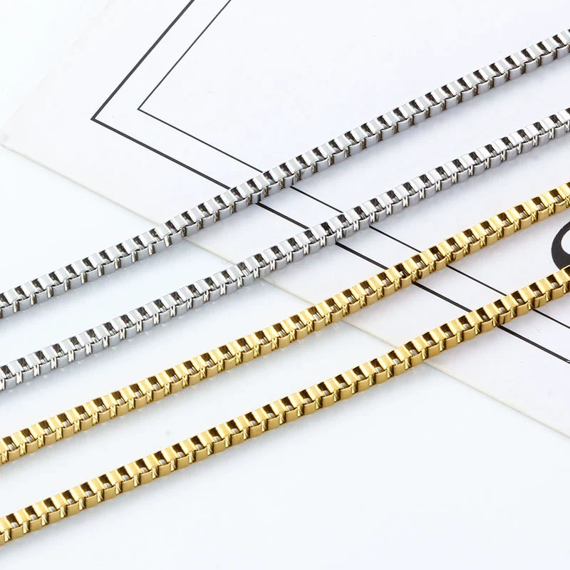 Stainless Steel Box Chain Vacuum Plated Real Gold Color Retention Diy Necklace Sweater Chain Bracelet - Image 3