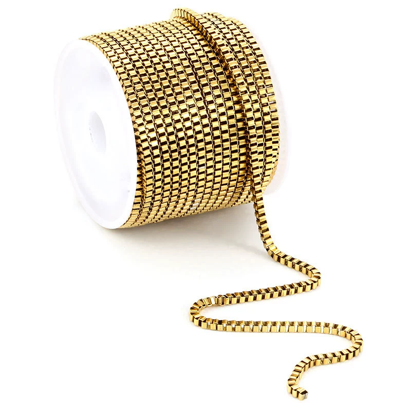 Stainless Steel Box Chain Vacuum Plated Real Gold Color Retention Diy Necklace Sweater Chain Bracelet - Image 9