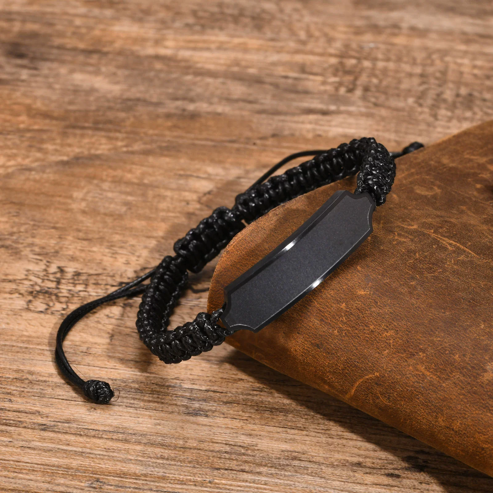 Stainless Steel Braided Adjustable Bracelet For Men With Groove And Curved Design