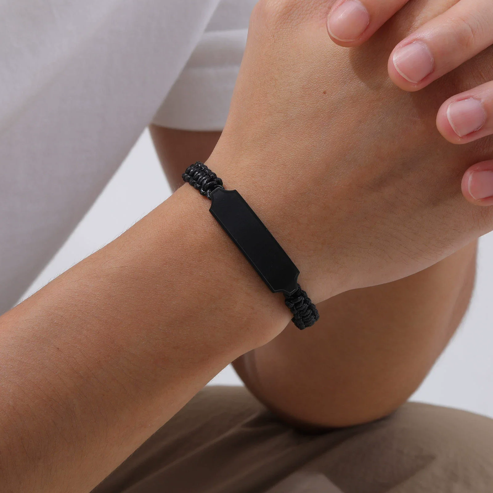 Stainless Steel Braided Adjustable Bracelet For Men With Groove And Curved Design - Image 3