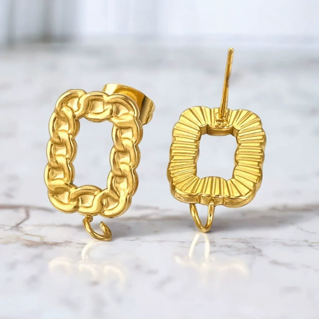 Stainless Steel Braided Threaded Round Ring Electroplated Earring Accessories With Hirback Pattern Handmade Diy - Image 4