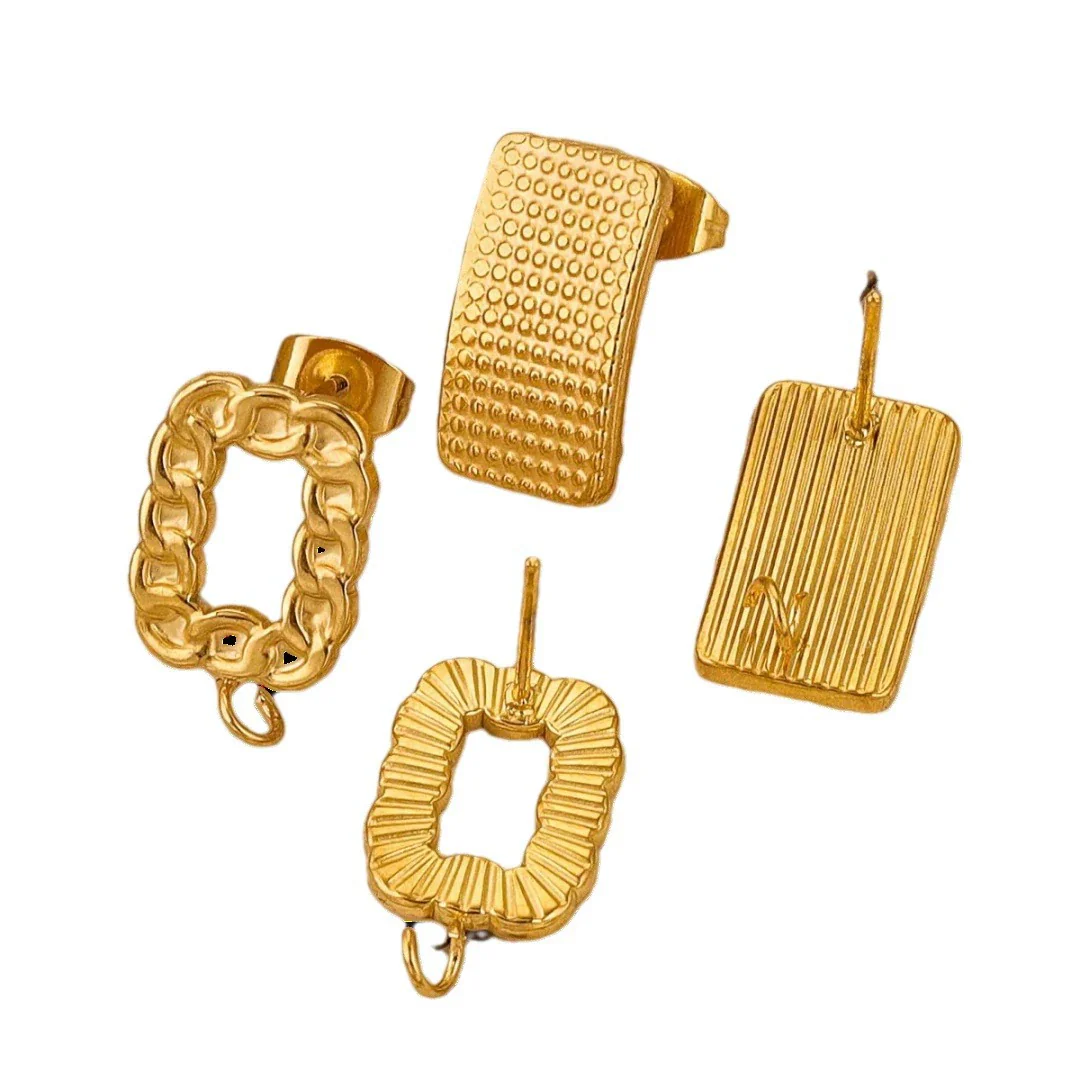 Stainless Steel Braided Threaded Round Ring Electroplated Earring Accessories With Hirback Pattern Handmade Diy - Image 5