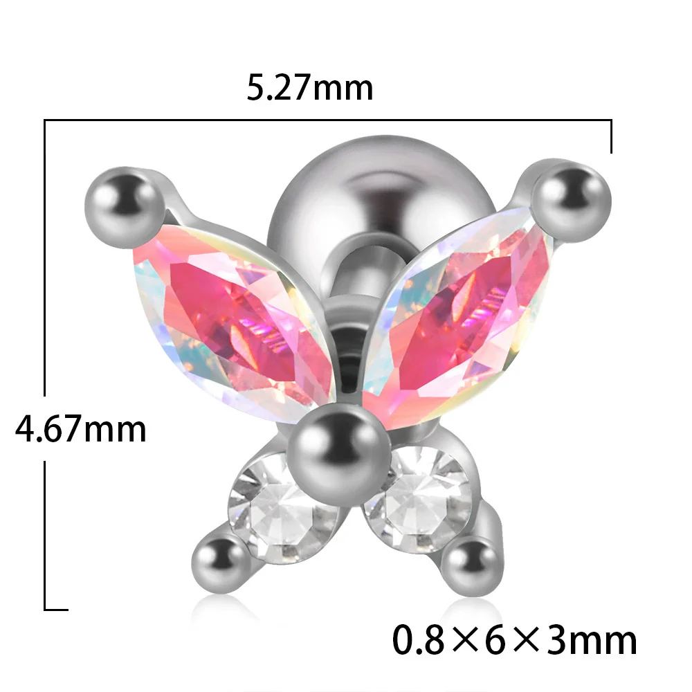 Stainless Steel Butterfly Ear Nail With Zircon And Diamond Lovely Animal Style - Image 11
