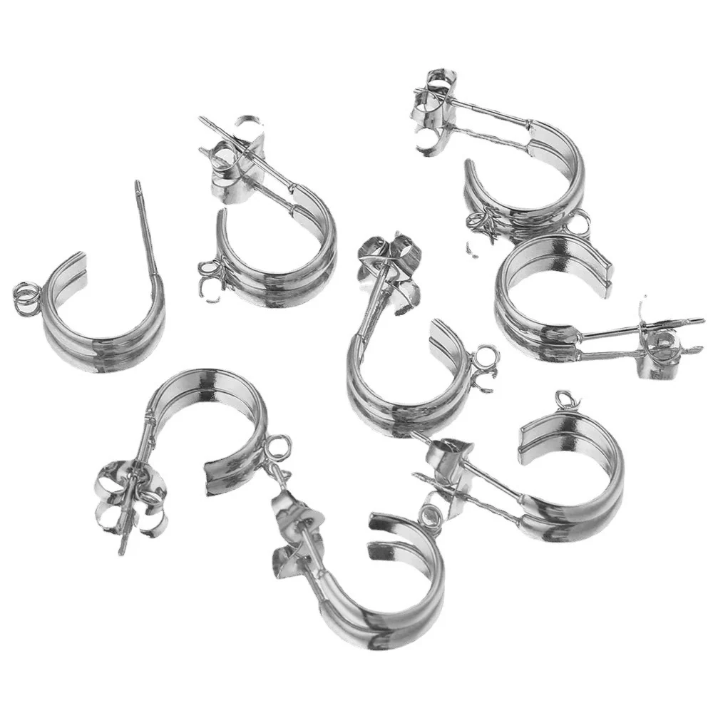 Stainless Steel C Shape Earring Accessories With Welding And Electroplating - Image 5