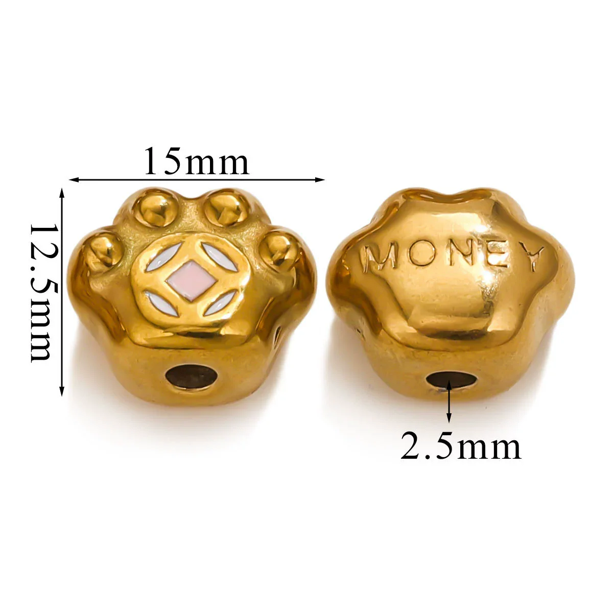 Stainless Steel Cartoon Beads With Oil Dropping Large Hole Eight Eyes Pattern 18K Gold Vacuum Plated Diy Bracelet Jewelry Accessories - Image 22