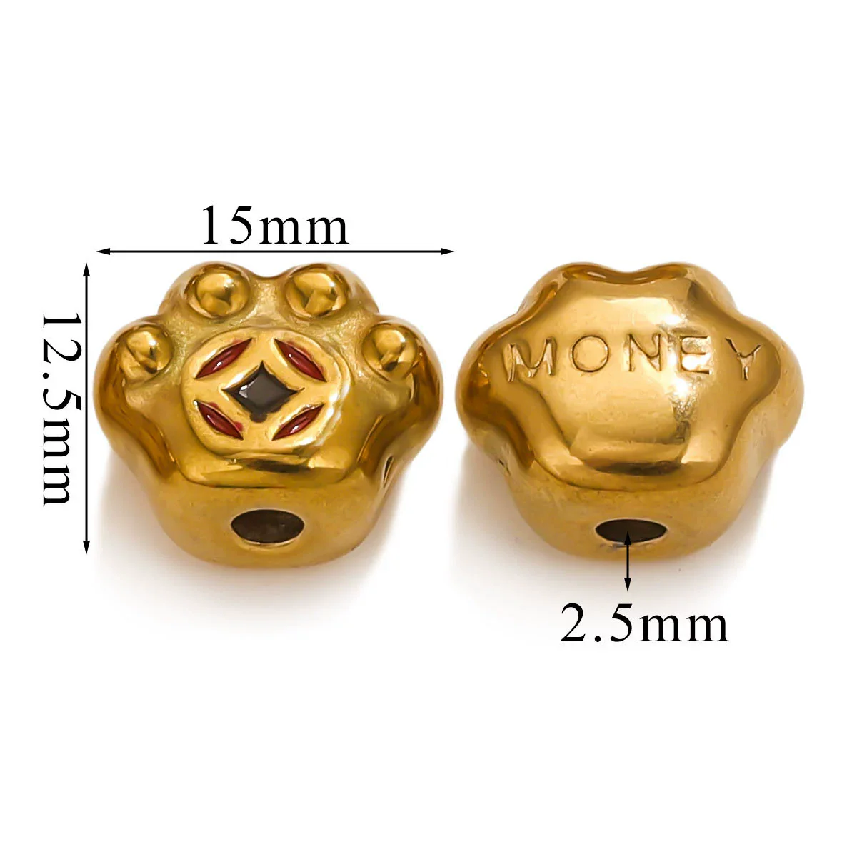 Stainless Steel Cartoon Beads With Oil Dropping Large Hole Eight Eyes Pattern 18K Gold Vacuum Plated Diy Bracelet Jewelry Accessories - Image 23