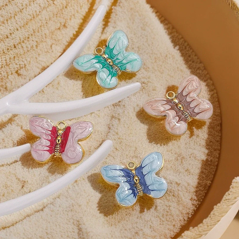 Stainless Steel Cartoon Butterfly Pendant Jewelry Accessories With Oil Dropping Enamel And Vacuum Gold Plated - Image 3