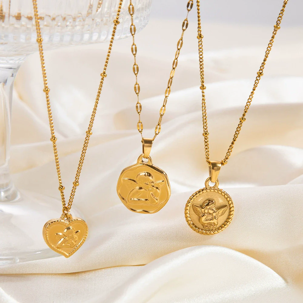 Stainless Steel Cartoon Characters Pendant Clavicle Chain Electroplated Love Necklace For Women - Image 2