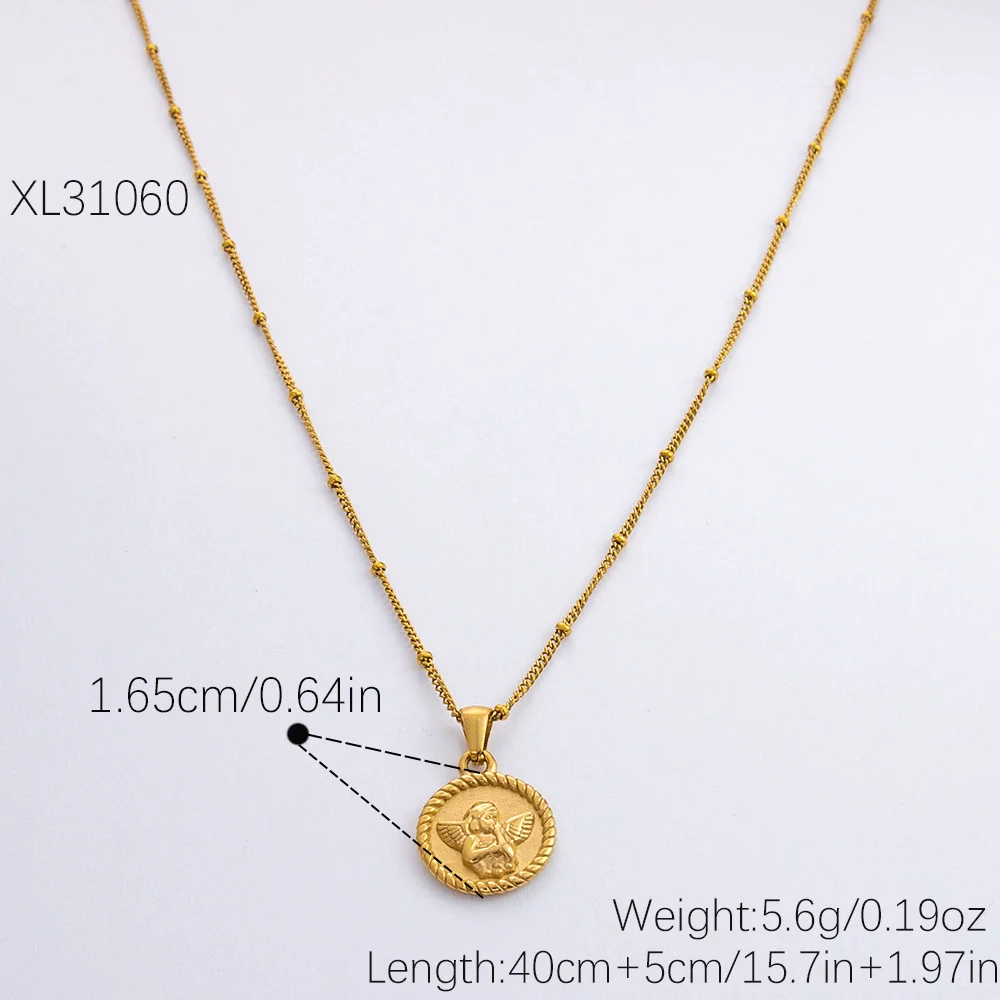 Stainless Steel Cartoon Characters Pendant Clavicle Chain Electroplated Love Necklace For Women - Image 6