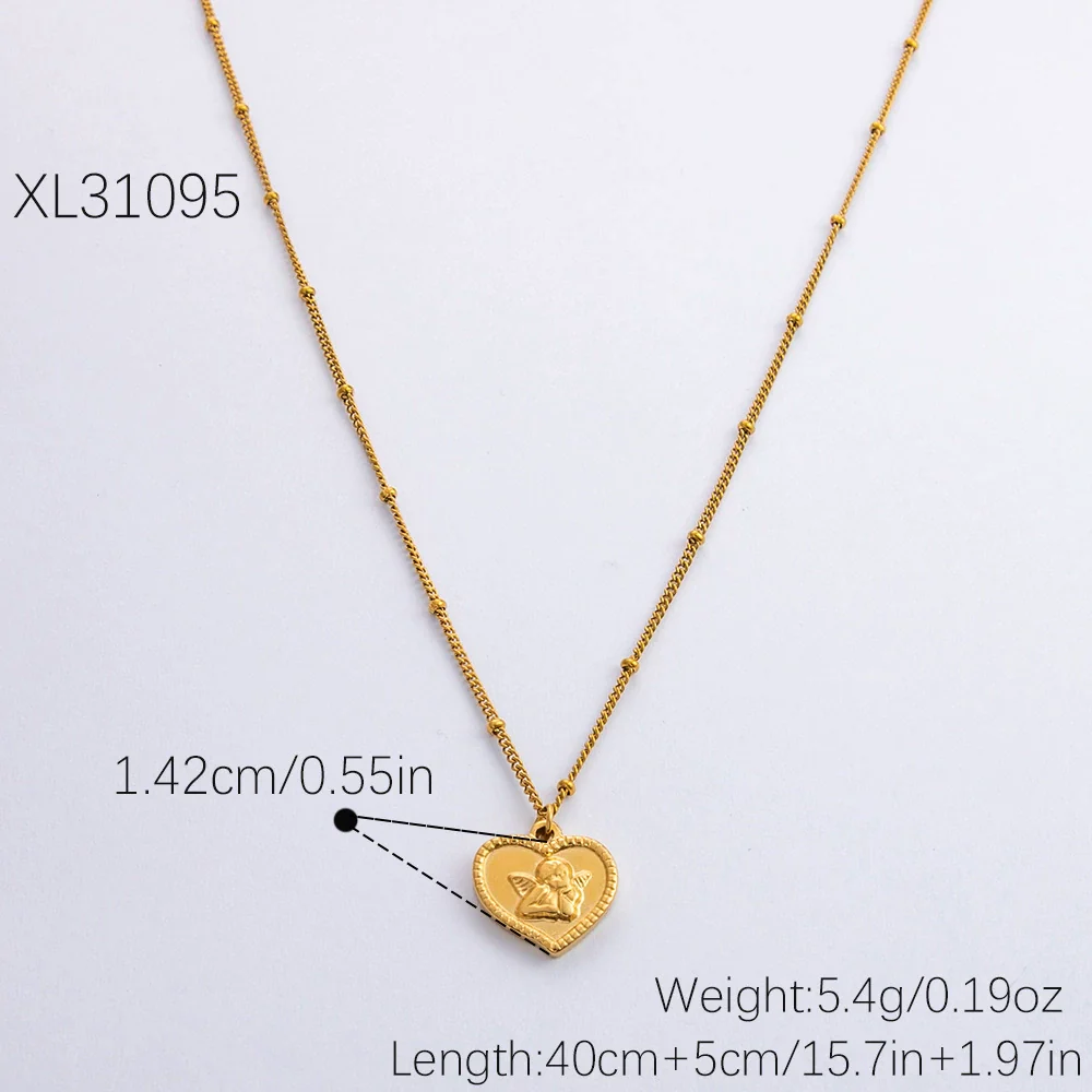 Stainless Steel Cartoon Characters Pendant Clavicle Chain Electroplated Love Necklace For Women - Image 8