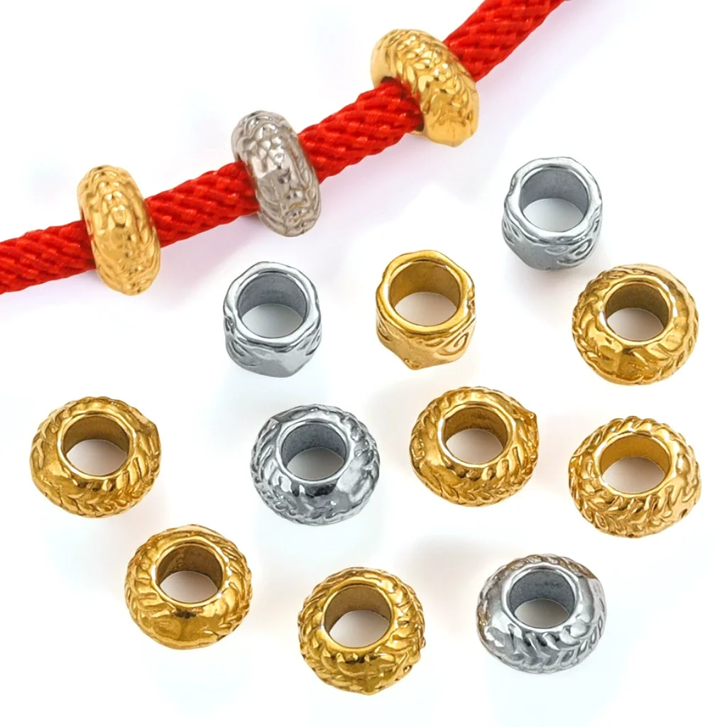 Stainless Steel Cast Bead Jewelry Accessories Electroplated Round Beads With Leather Rope Buckle Do Not Fade