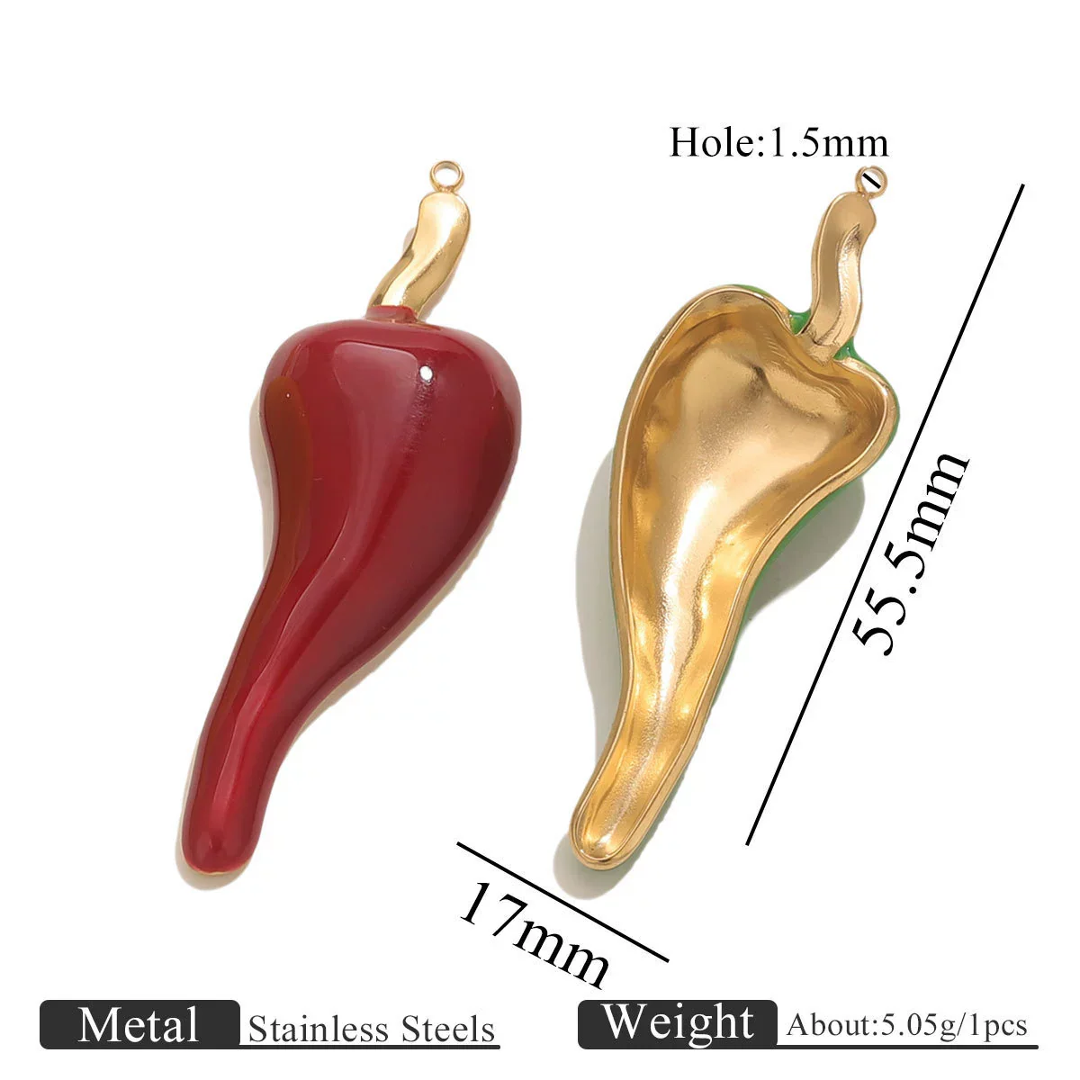 Stainless Steel Chili Pepper Shaped Electroplated Handmade Jewelry Pendant For Necklace Bracelet Bag Diy - Image 8