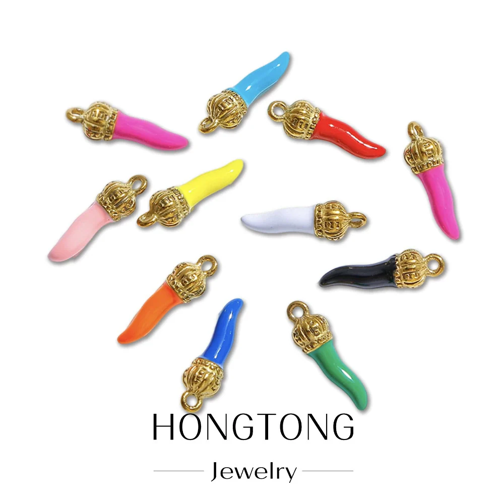 Stainless Steel Chili Pepper Shaped Tiger Head Stereo Dripping Oil Handmade Pendant Material For Earrings Wholesale