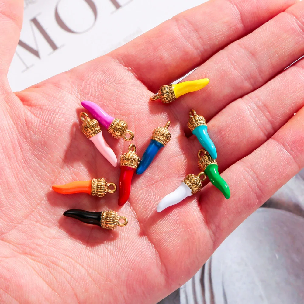Stainless Steel Chili Pepper Shaped Tiger Head Stereo Dripping Oil Handmade Pendant Material For Earrings Wholesale - Image 3