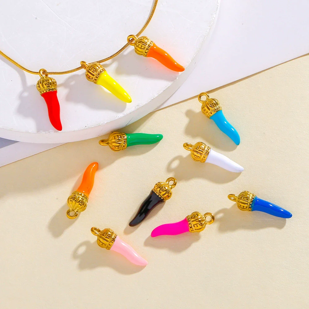 Stainless Steel Chili Pepper Shaped Tiger Head Stereo Dripping Oil Handmade Pendant Material For Earrings Wholesale - Image 4
