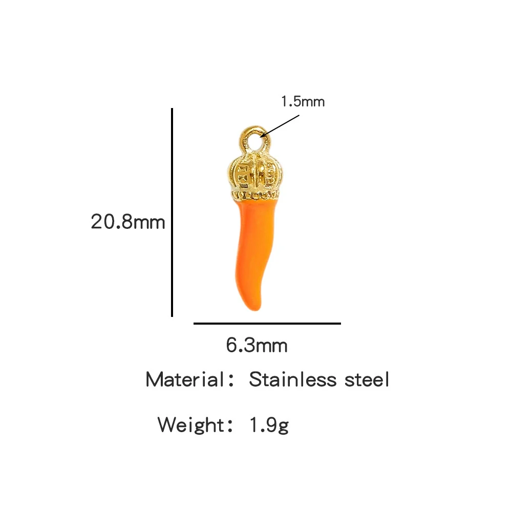 Stainless Steel Chili Pepper Shaped Tiger Head Stereo Dripping Oil Handmade Pendant Material For Earrings Wholesale - Image 7
