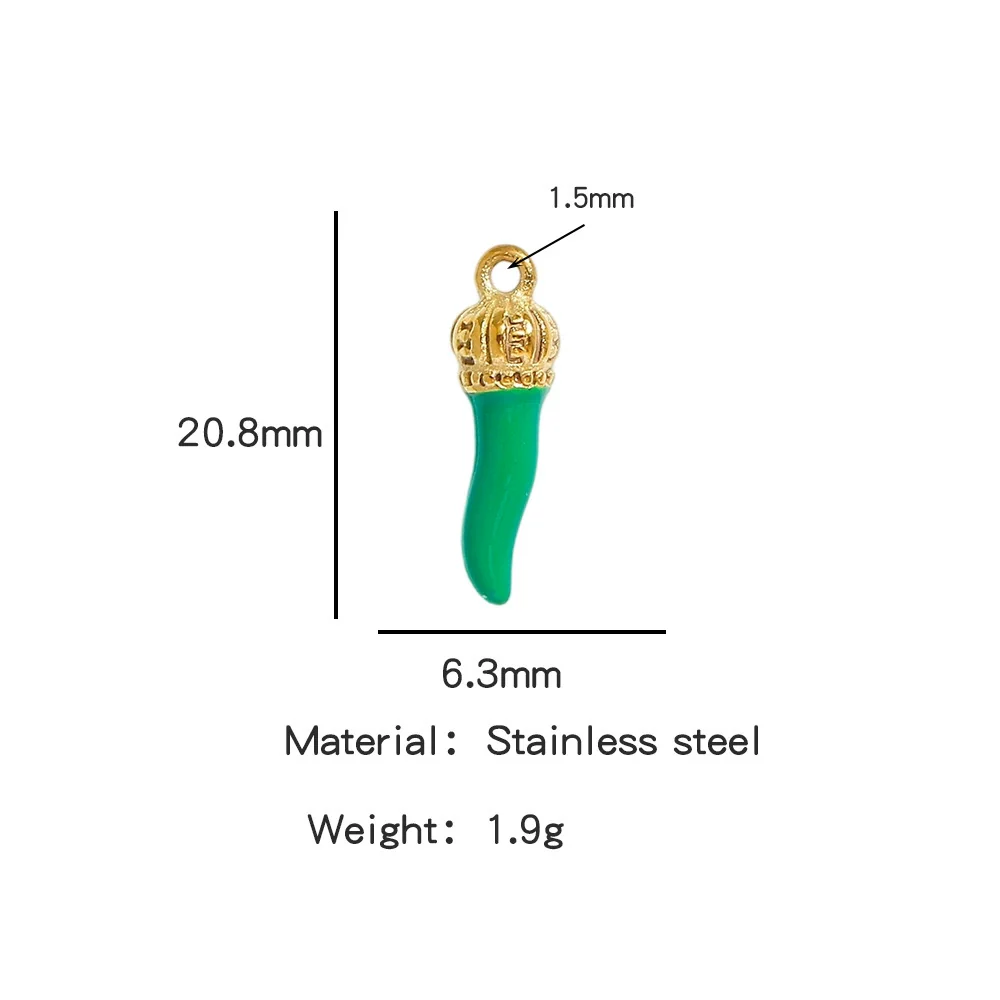 Stainless Steel Chili Pepper Shaped Tiger Head Stereo Dripping Oil Handmade Pendant Material For Earrings Wholesale - Image 8