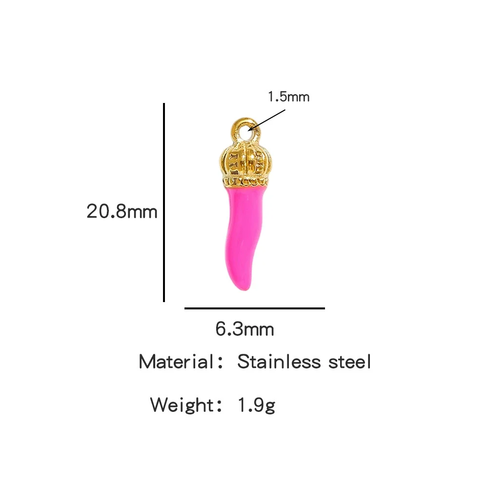 Stainless Steel Chili Pepper Shaped Tiger Head Stereo Dripping Oil Handmade Pendant Material For Earrings Wholesale - Image 9