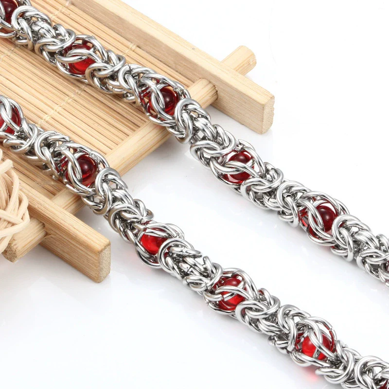 Stainless Steel Clip Red Ball Keel Chain Jewelry For Men And Women Electrolytic High Quality - Image 2