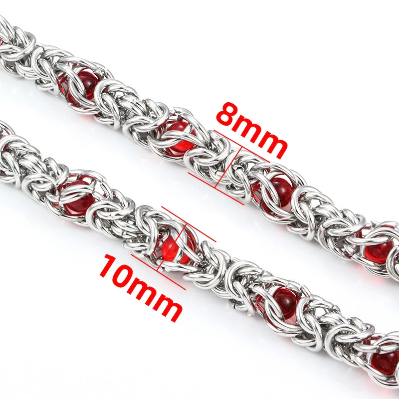 Stainless Steel Clip Red Ball Keel Chain Jewelry For Men And Women Electrolytic High Quality - Image 4