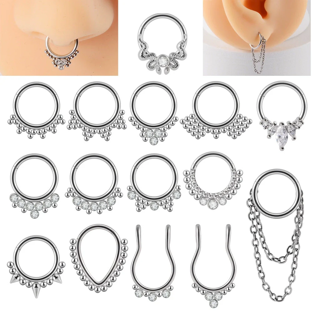 Stainless Steel Closed Nose Ring Welding Ball Dropshaped Round Electroplating Piercing Nose Septum Nail Unisex