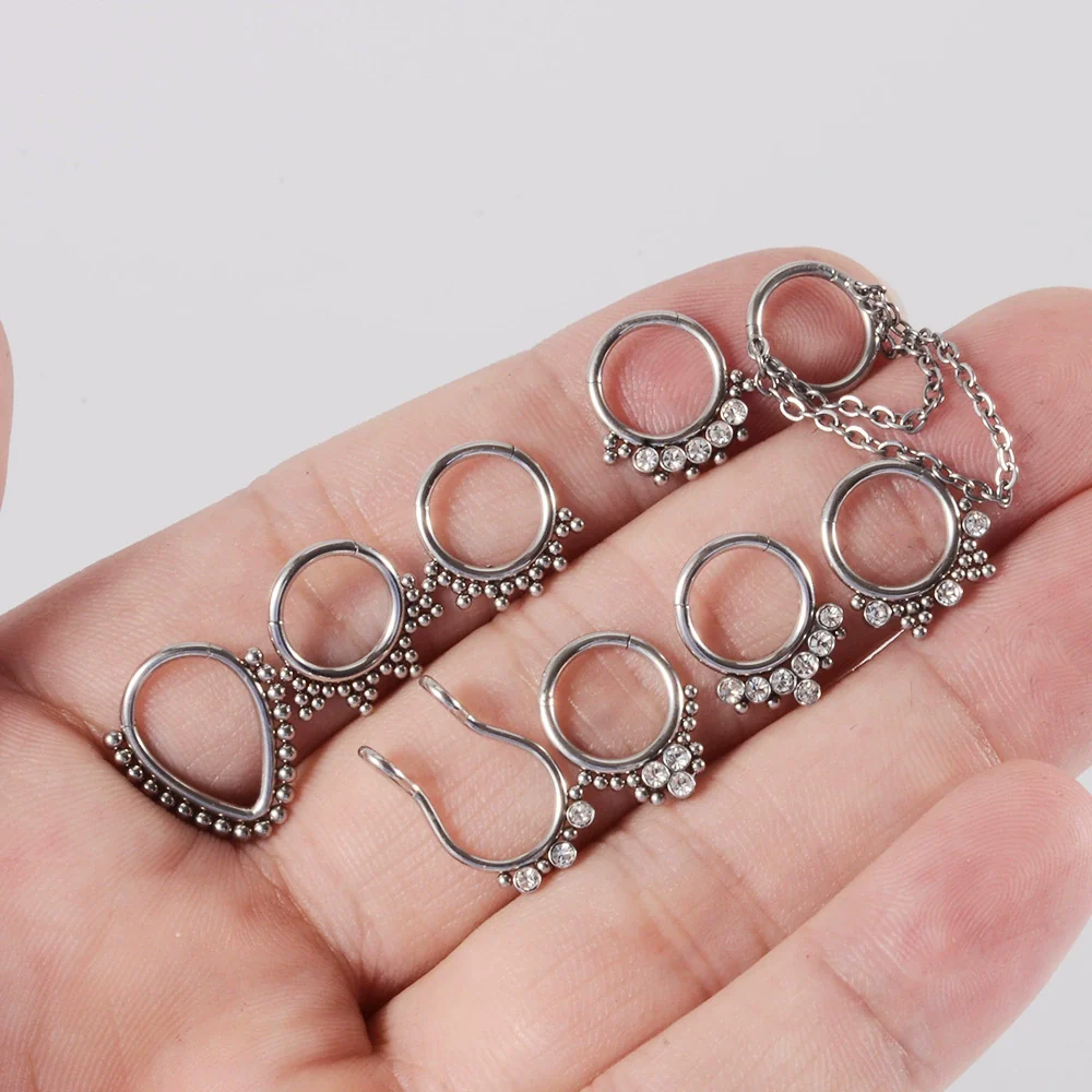 Stainless Steel Closed Nose Ring Welding Ball Dropshaped Round Electroplating Piercing Nose Septum Nail Unisex - Image 3