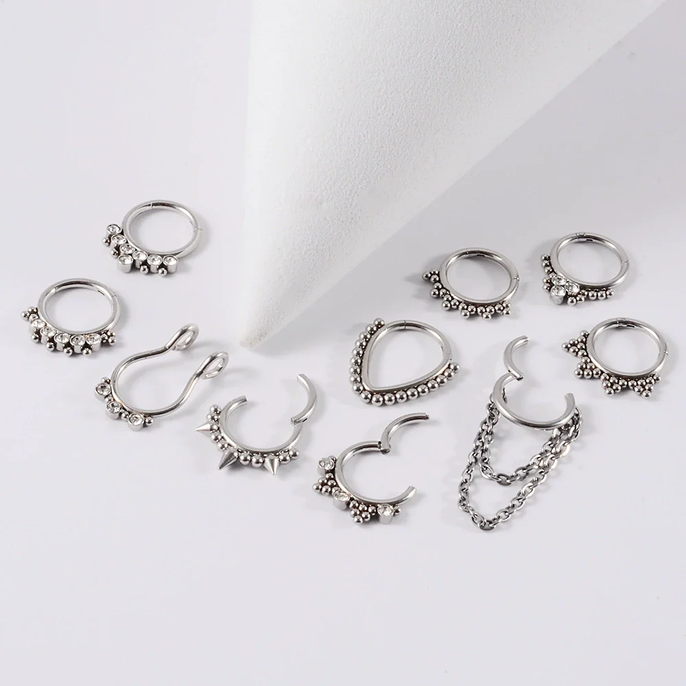 Stainless Steel Closed Nose Ring Welding Ball Dropshaped Round Electroplating Piercing Nose Septum Nail Unisex - Image 4
