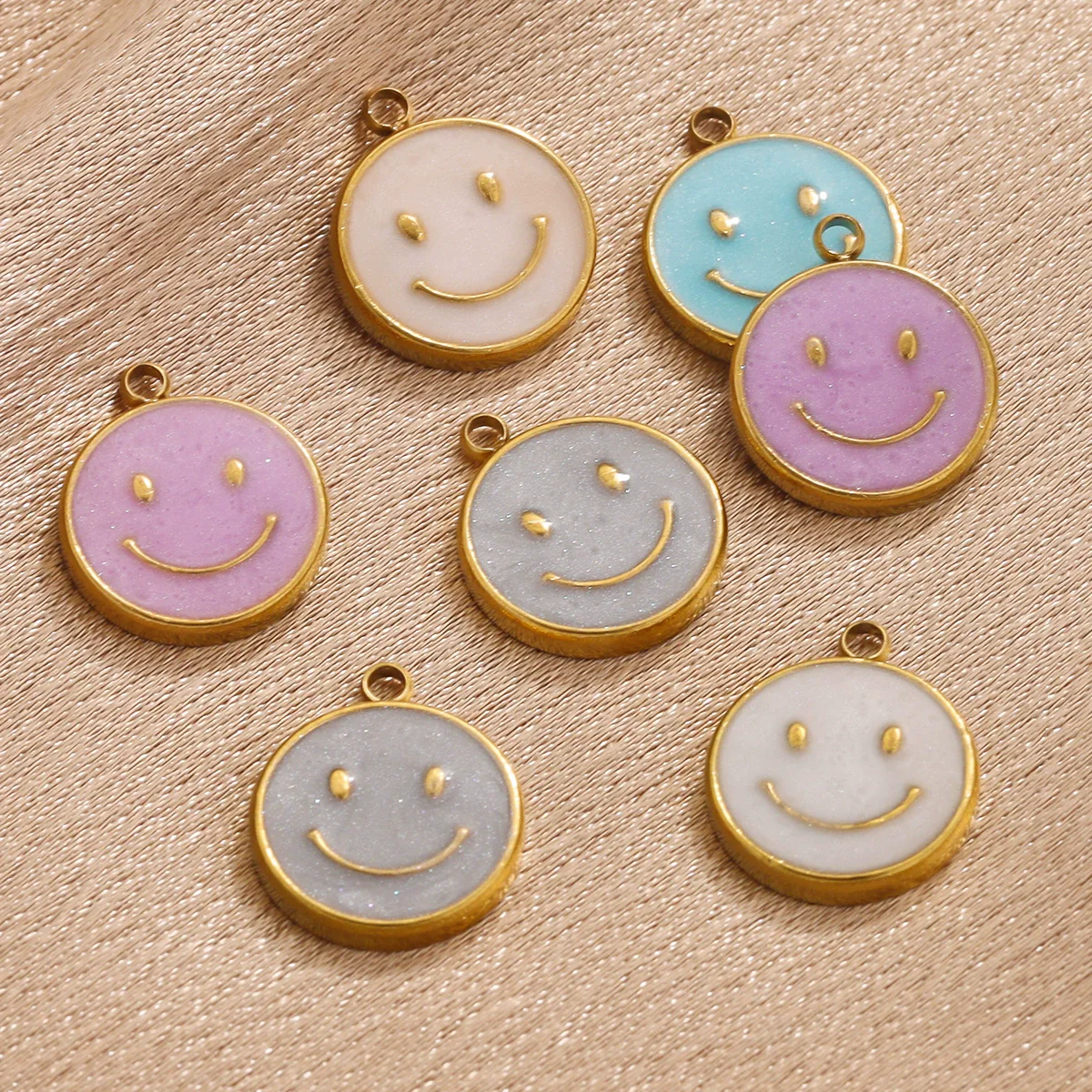 Stainless Steel Colorful Fish Geometric Cartoon Smiley Face Pendant Diy Handmade Jewelry Accessories - Image 2