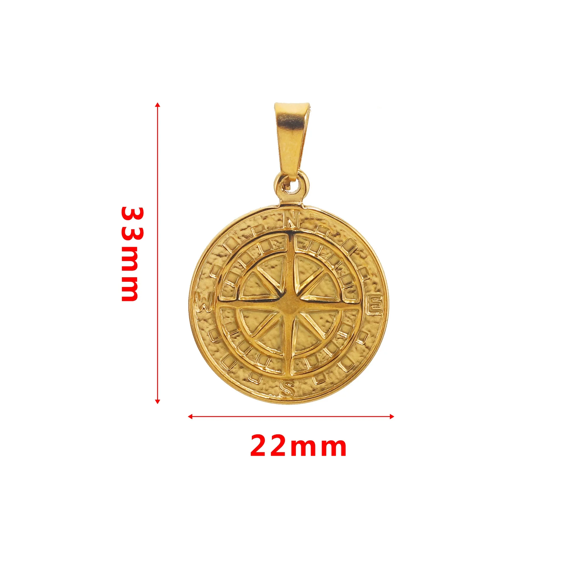 Stainless Steel Compass Pendant Necklace With Electroplating Treatment And Original Design - Image 2