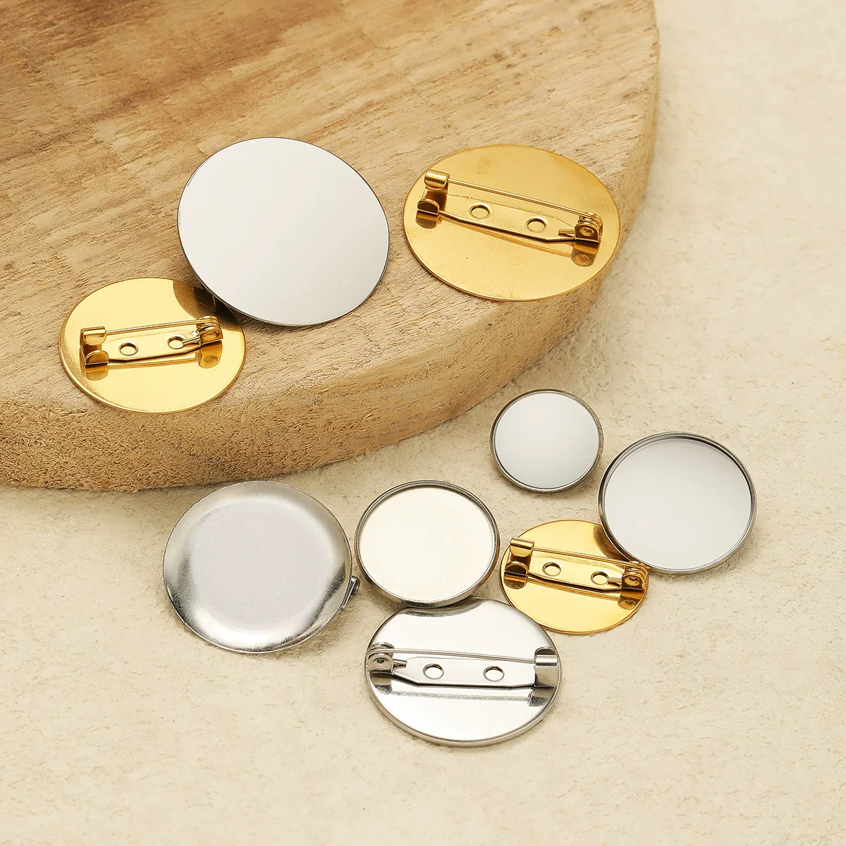 Stainless Steel Convex Embossed Brooch Base Blank Tray Diy Jewelry Accessories Garment Decorative Set With Electroplating - Image 3