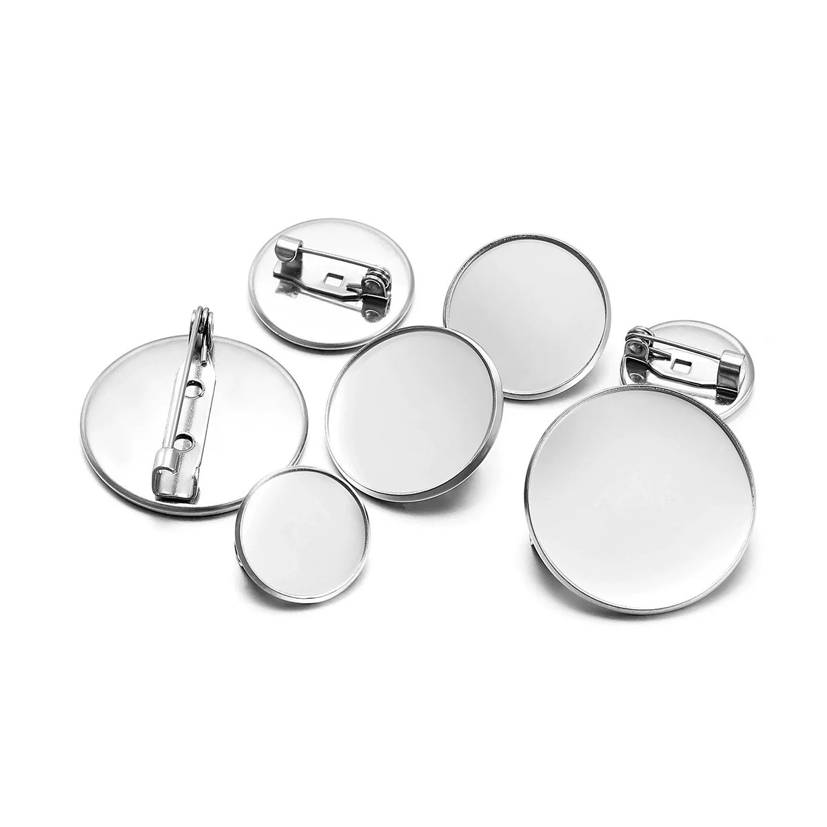 Stainless Steel Convex Embossed Brooch Base Blank Tray Diy Jewelry Accessories Garment Decorative Set With Electroplating - Image 4