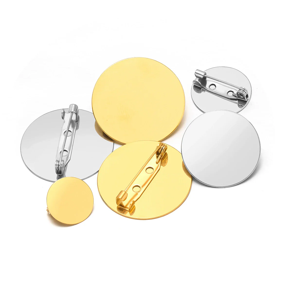 Stainless Steel Convex Embossed Brooch Base Blank Tray Diy Jewelry Accessories Garment Decorative Set With Electroplating - Image 5