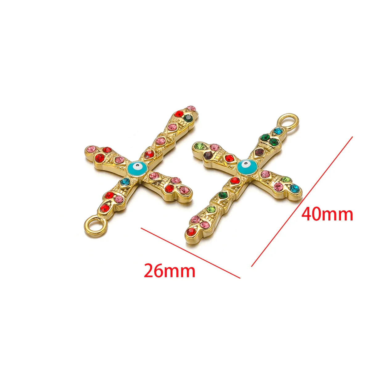 Stainless Steel Cross Disc Inlaid Pearl Pendant Jewelry Accessories With Electroplating - Image 9