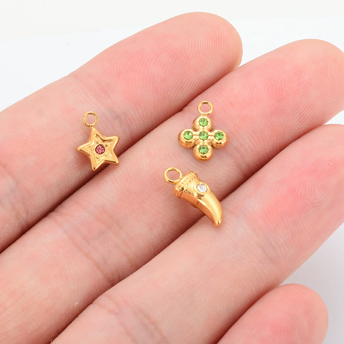 Stainless Steel Cross Eyes Pentagram Pepper Rhinestone Pendant Diy Bracelet Earrings Accessories Electroplated - Image 4