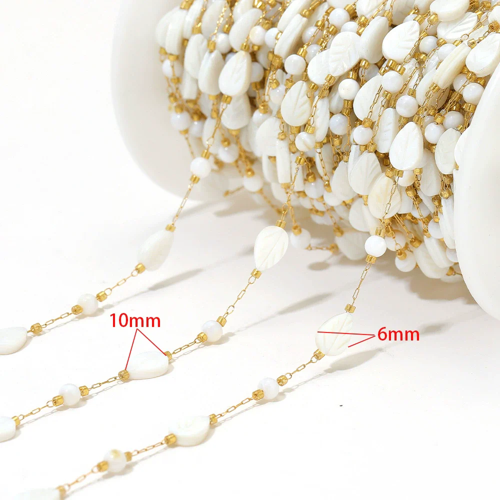 Stainless Steel Cross Leaf Clip Chain Geometric Ellipse Stone Necklace Electroplated Jewelry Accessories - Image 7