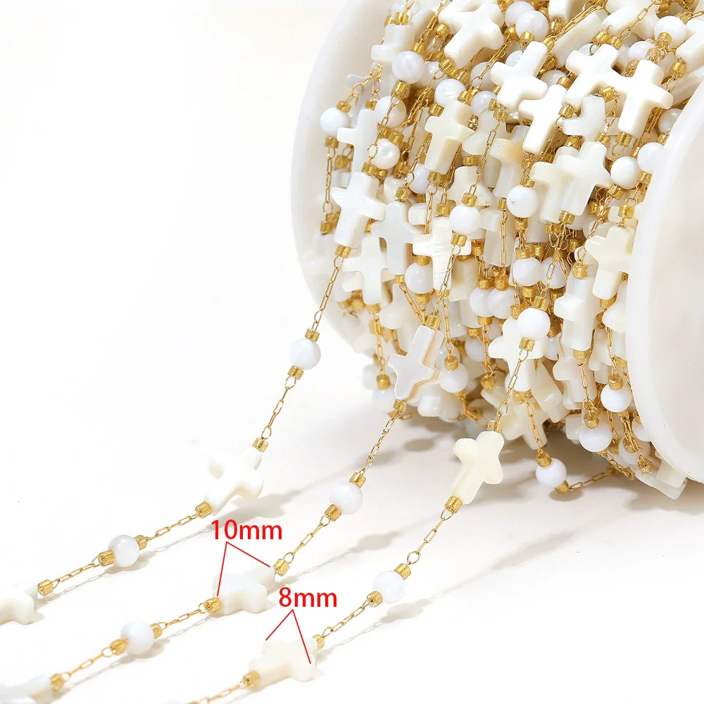 Stainless Steel Cross Leaf Clip Chain Geometric Ellipse Stone Necklace Electroplated Jewelry Accessories - Image 9