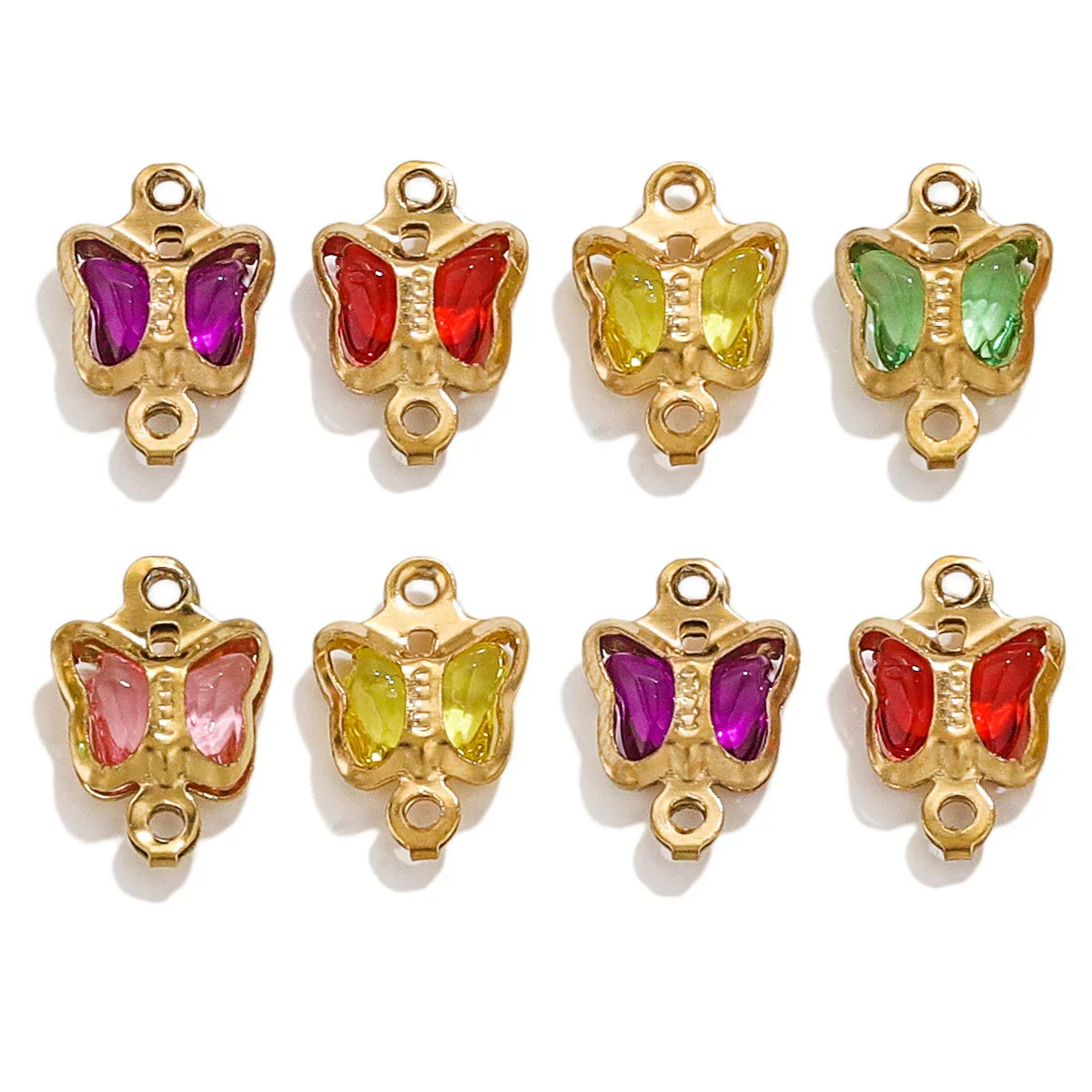 Stainless Steel Crystal Butterfly Pendant Necklace Electroplated Jewelry Accessories - Image 5