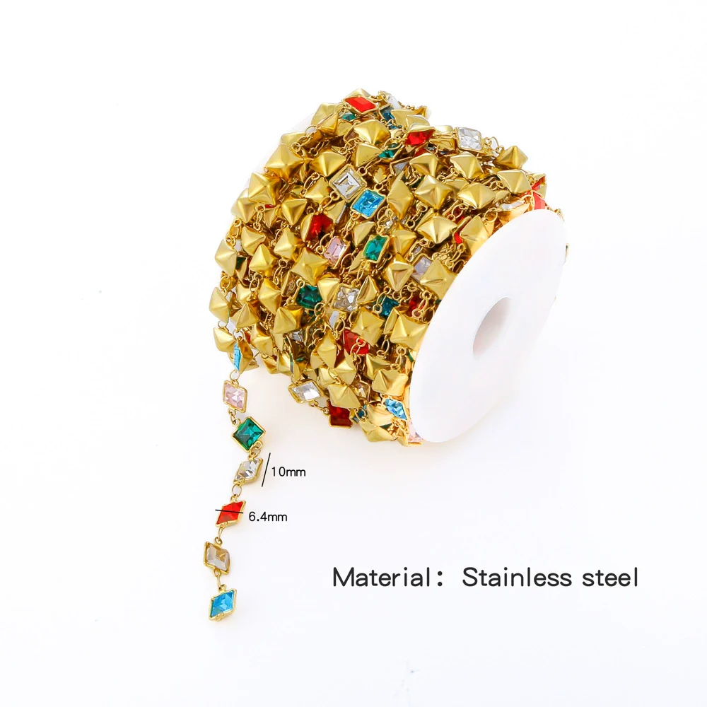 Stainless Steel Crystal Waterproof Chain Jewelry Accessories Bracelet Necklace Furnace Plated With 18K Gold Electroplated - Image 10