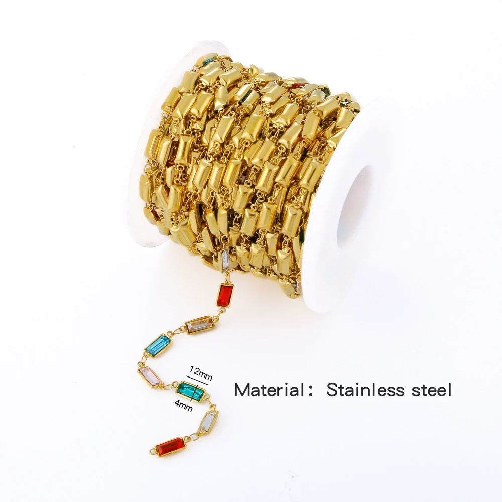 Stainless Steel Crystal Waterproof Chain Jewelry Accessories Bracelet Necklace Furnace Plated With 18K Gold Electroplated - Image 12